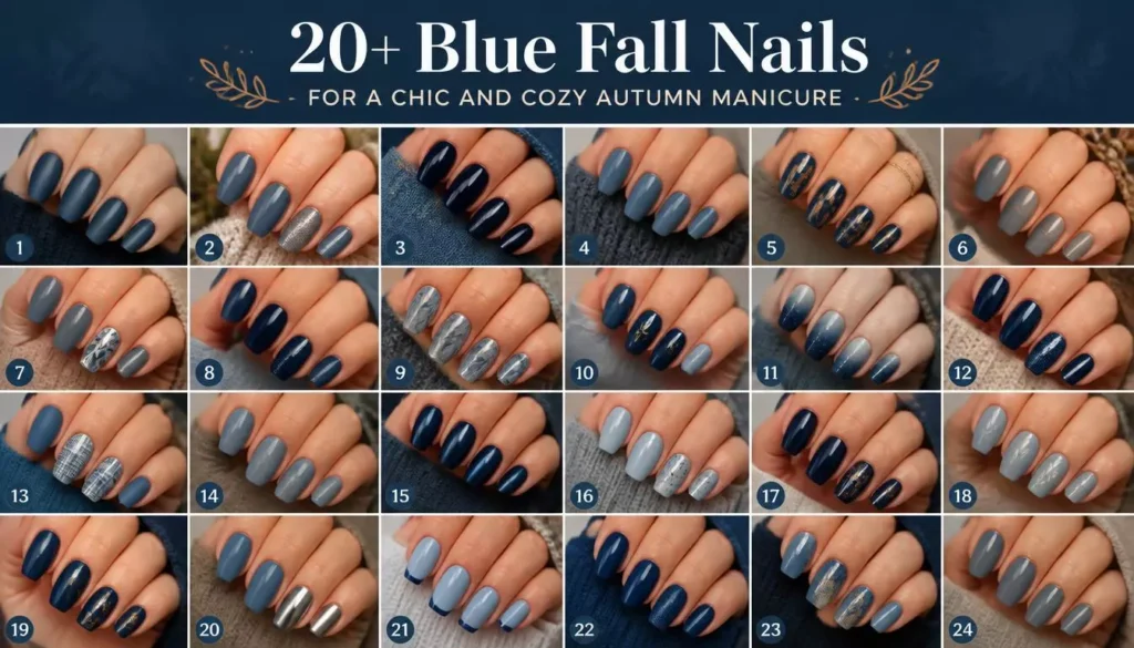 20+ Blue Fall Nails for a Chic and Cozy Autumn Manicure
