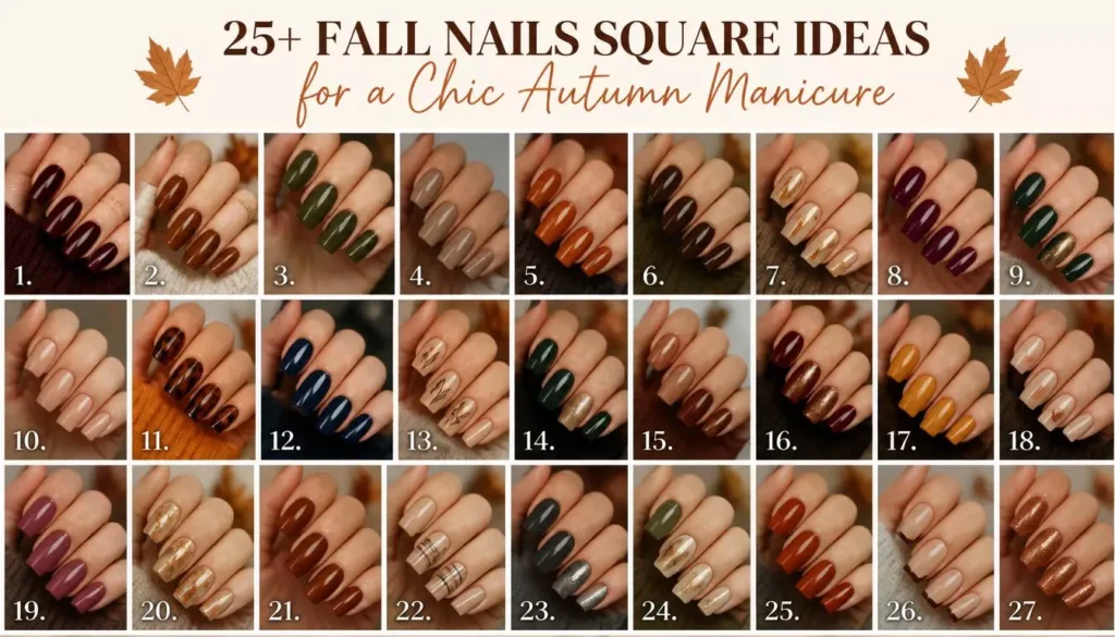 25+ Fall Nails Square Ideas for a Chic Autumn Manicure