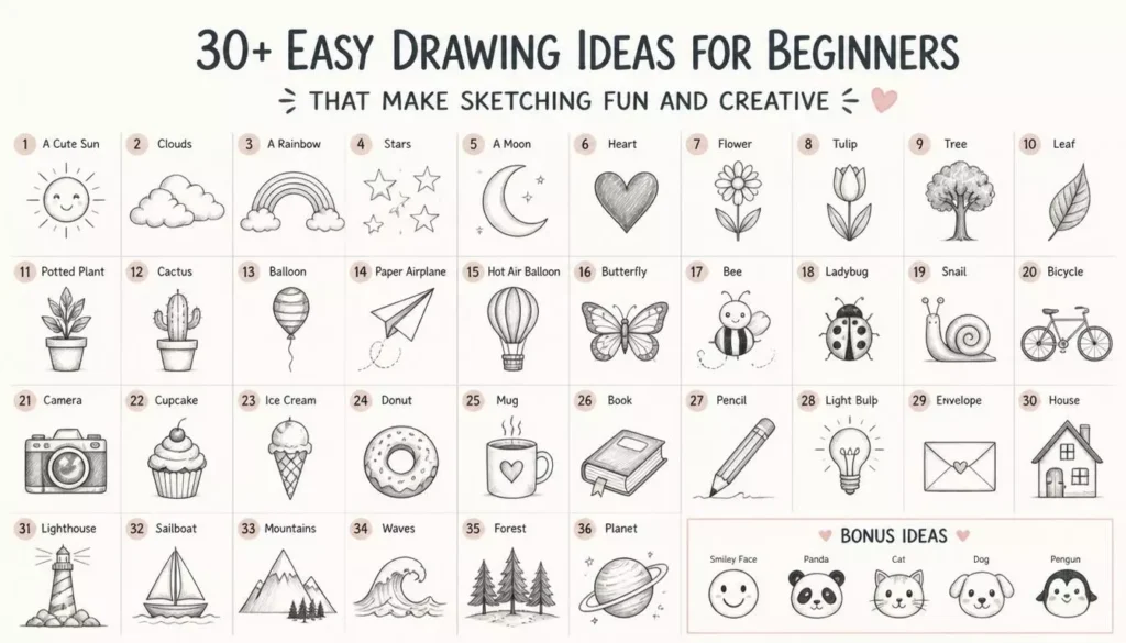 30+ Easy Drawing Ideas for Beginners That Make Sketching Fun and Creative